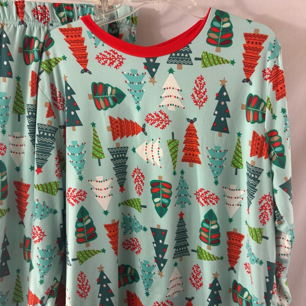 Men's Holiday Tree Print Pajama Set - Light Aqua - Picture 2 of 6